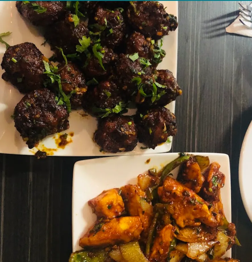 Chilli chicken and a dry chicken dish